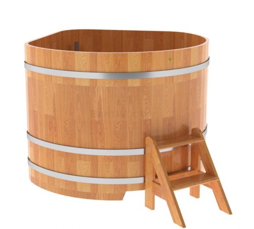 Купель угловая, сращенные ламели из лиственницы, 1.37x1.37 H1.1