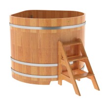 Купель угловая, сращенные ламели из лиственницы, 1.37x1.37 H1.2