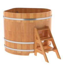 Купель угловая, сращенные ламели из лиственницы, 1.37x1.37 H1.2