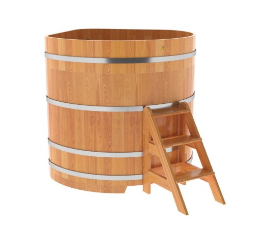 Купель угловая, сращенные ламели из лиственницы, 1.37x1.37 H1.4