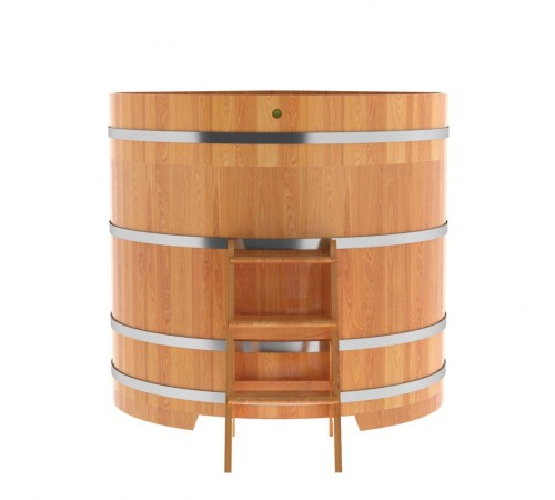 Купель угловая, сращенные ламели из лиственницы, 1.37x1.37 H1.4