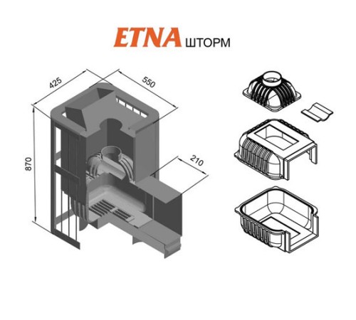 Печь для бани ЭТНА Шторм 18 (Панорама)