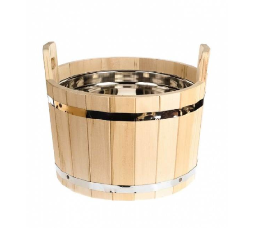Шайка для бани из липы 7 л (с нержавеющей вставкой)