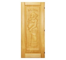 Дверь для бани резная из массива (липа) Дед 70х190см