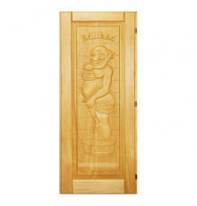 Дверь для бани резная из массива (липа) Дед 70х190см