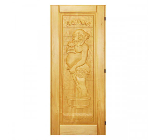 Дверь для бани резная из массива (липа) Дед 70х190см