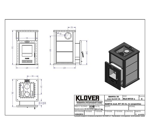 Дровяная печь для бани Klover KLV RT 35