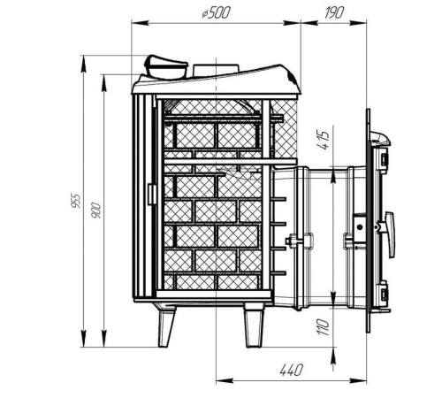 Печь банная Атмосфера L с комбинированной облицовкой