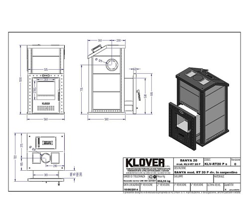 Дровяная печь для бани Klover KLV RT 20 P