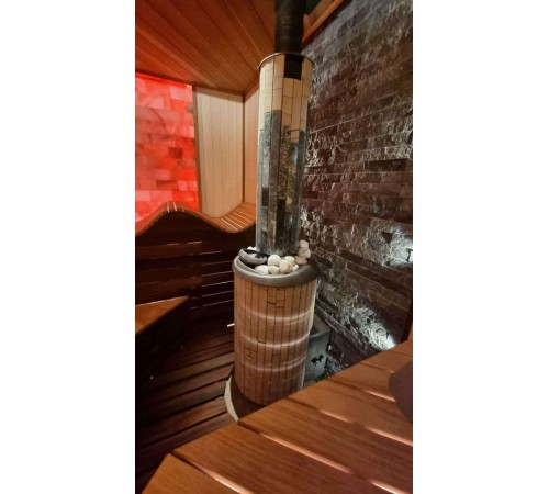 Печь банная Атмосфера L ламели "Окаменевшее дерево" наборные