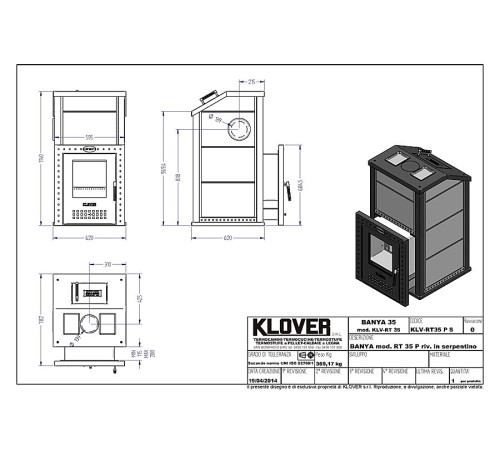 Дровяная печь для бани Klover KLV RT 35 P