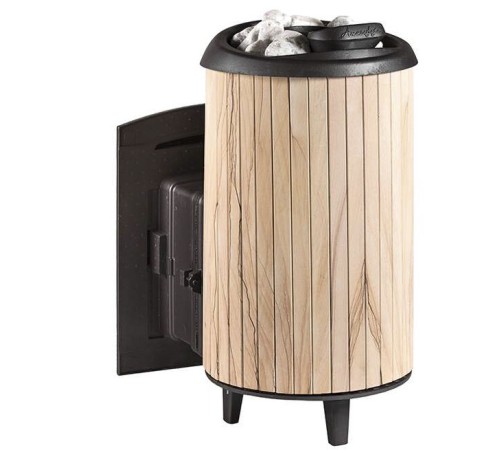 Печь банная Атмосфера L ламели "Окаменевшее дерево" перенесенный рисунок