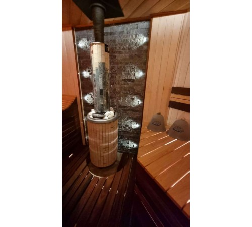 Печь банная Атмосфера L ламели "Окаменевшее дерево" перенесенный рисунок