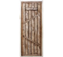 Дверь глухая состаренная "Банька" 1900х700 мм