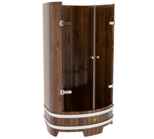 Душевая кабина Bentwood из мореной лиственницы премиум со стеклянными дверцами
