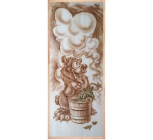 Дверь из массива "Мишка в бане" 1900х700 мм