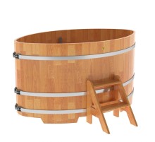 Купель овальная, сращенные ламели из лиственницы, 1,15х1,83