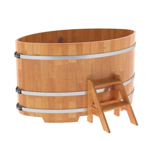 Купель овальная, сращенные ламели из лиственницы, 1,15х1,83