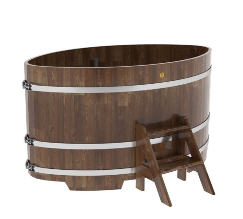 Купель овальная, сращенные ламели из лиственницы, 1,15х1,83