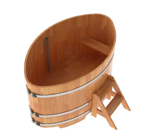 Купель овальная, сращенные ламели из лиственницы, 1,15х1,83