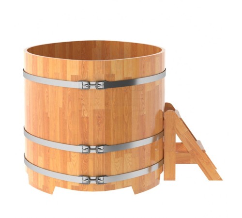 Купель овальная, сращенные ламели из лиственницы, 1,15х1,83