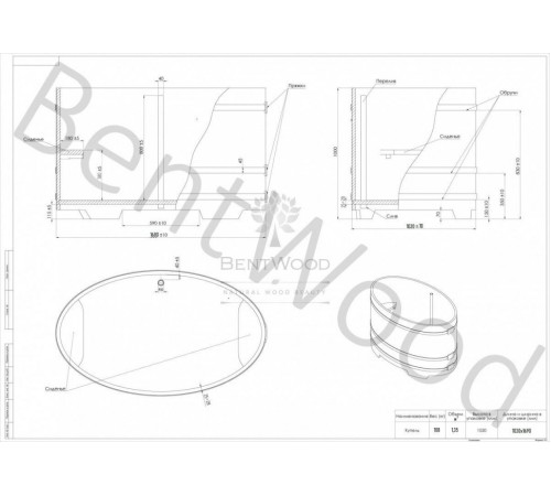Купель овальная, сращенные ламели из лиственницы, 1,02х1,68