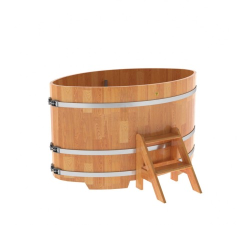 Купель овальная, сращенные ламели из лиственницы, 1,02х1,68