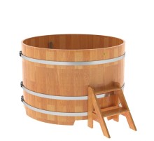 Купель круглая, сращенные ламели из лиственницы, диаметр 1.50