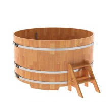 Купель круглая, сращенные ламели из лиственницы, диаметр 2.0