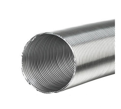 Гофра для вентиляции 1-3 метра, ⌀100 мм, алюминиевая сталь, 0.5 мм