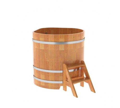 Купель угловая, сращенные ламели из лиственницы, 1.03x1.03 H1.1