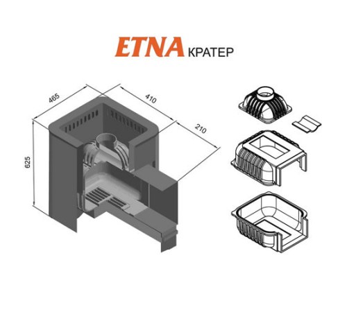Печь для бани ЭТНА Кратер 18 (Панорама)