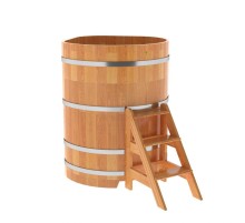 Купель угловая, сращенные ламели из лиственницы, 1.03x1.03 H1.4