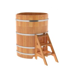 Купель угловая, сращенные ламели из лиственницы, 1.03x1.03 H1.4