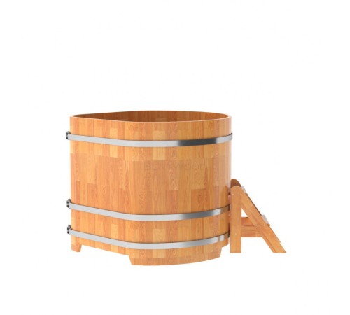 Купель угловая, сращенные ламели из лиственницы, 1.19x1.19 H1.1