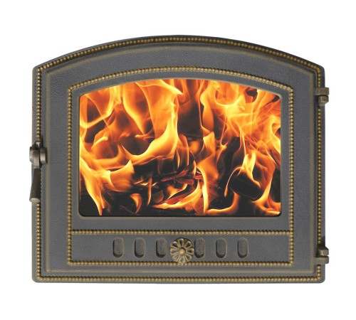 Печная дверца Везувий 224 стекло (бронза)